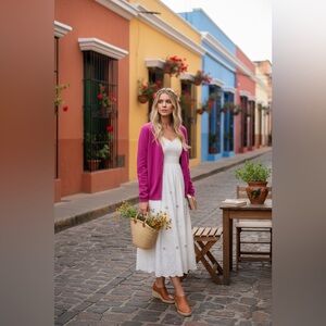 Joan Vass Pink Cardigan Sweater